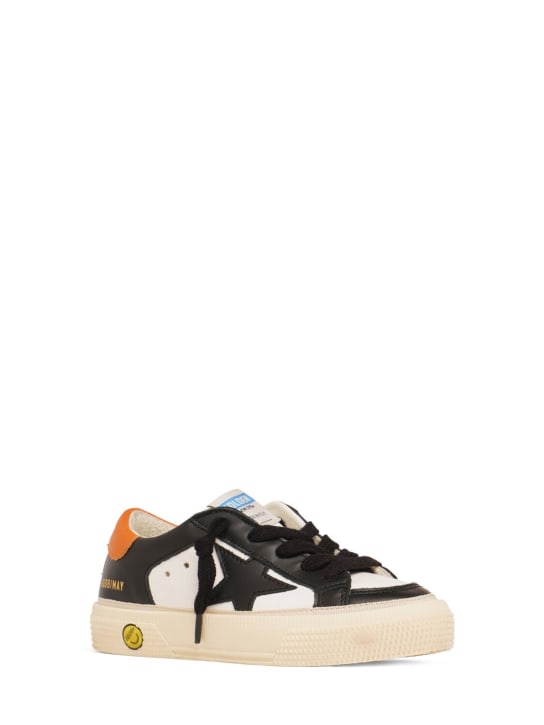 Golden Goose: May leather lace-up sneakers - Black - kids-boys_1 | Luisa Via Roma