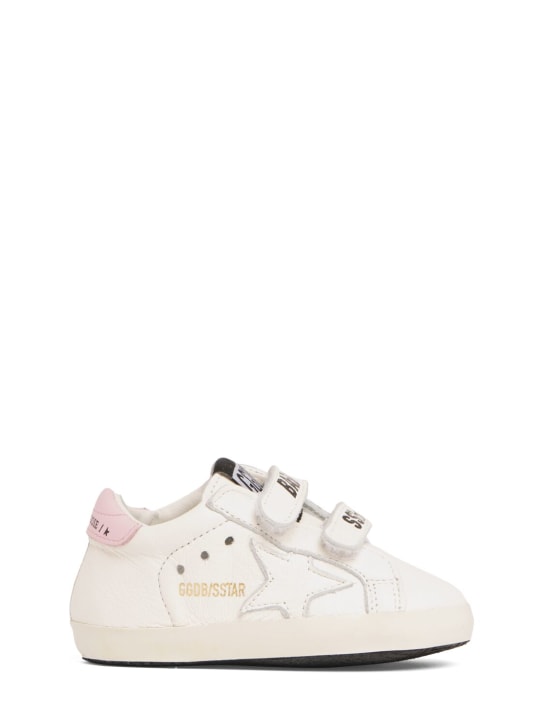 Golden Goose: Leather pre-walker shoes - White/Pink - kids-girls_0 | Luisa Via Roma