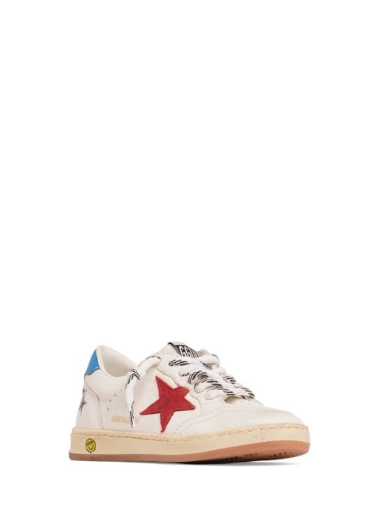 Golden Goose: Ballstar leather lace-up sneakers - Red/White/Blue - kids-boys_1 | Luisa Via Roma
