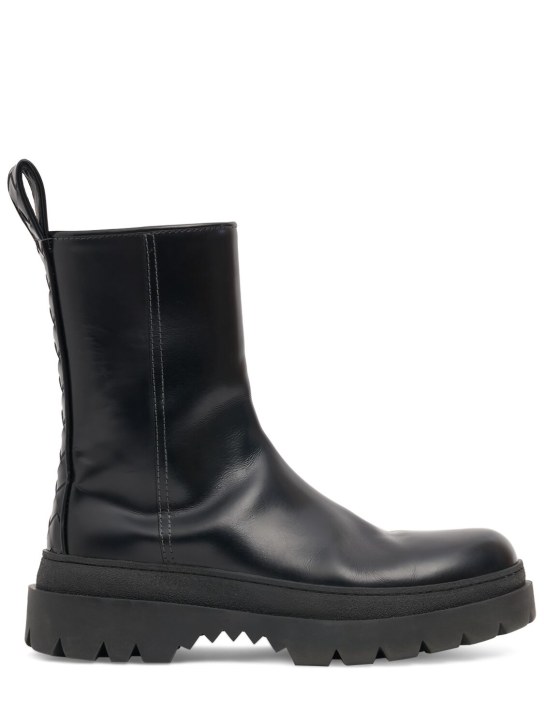 Bottega Veneta: 3.5cm Highway leather ankle boots - Black - men_0 | Luisa Via Roma
