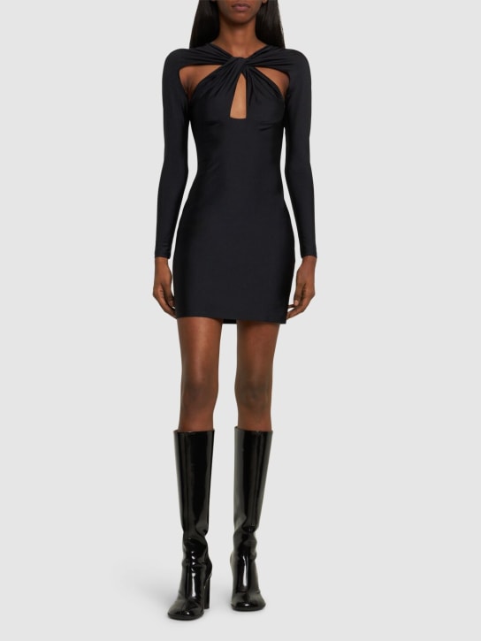 Coperni: Twisted cutout jersey mini dress - Siyah - women_1 | Luisa Via Roma