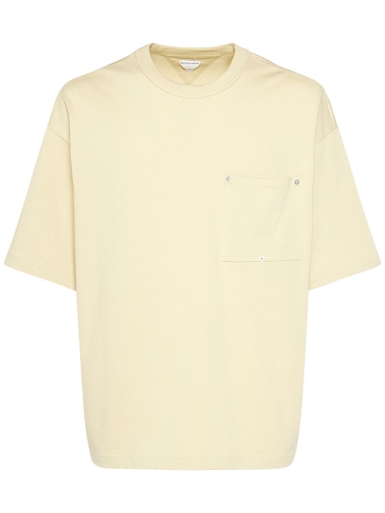 Bottega Veneta: Cotton jersey oversize t-shirt - Hay - men_0 | Luisa Via Roma
