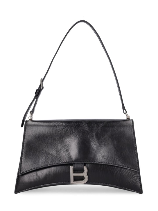 Balenciaga: Petit sac porté épaule en cuir Crush Sling - Noir - women_0 | Luisa Via Roma