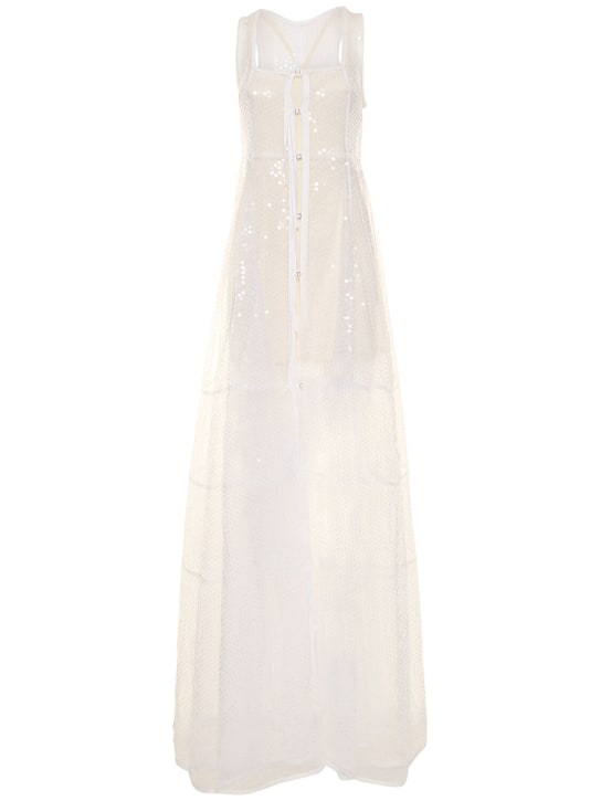 Jacquemus: Langes Kleid aus Spitze „La Robe Piombone“ - Weiß - women_0 | Luisa Via Roma