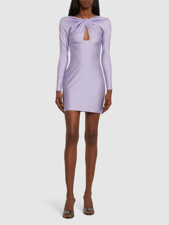 Coperni: Twisted cutout jersey mini dress - Leylak Rengi - women_1 | Luisa Via Roma