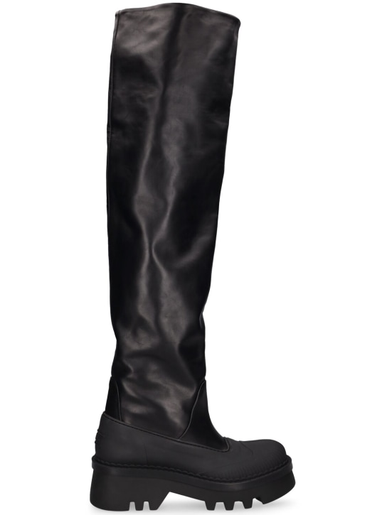 Chloé: 50mm Raina leather over-the-knee boots - Siyah - women_0 | Luisa Via Roma