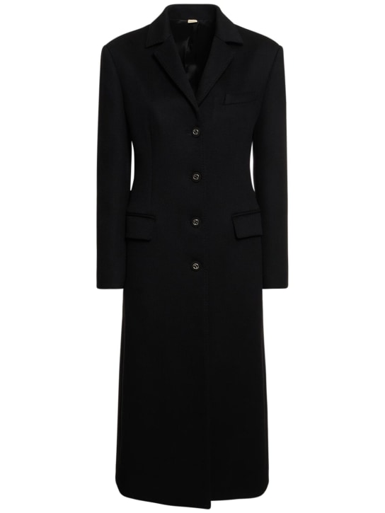 Gucci: Manteau en laine à boutonnage simple avec Horsebit - Noir - women_0 | Luisa Via Roma