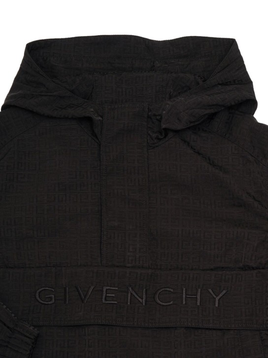 Givenchy: 후디드 나일론 윈드브레이커 - 블랙 - kids-boys_1 | Luisa Via Roma