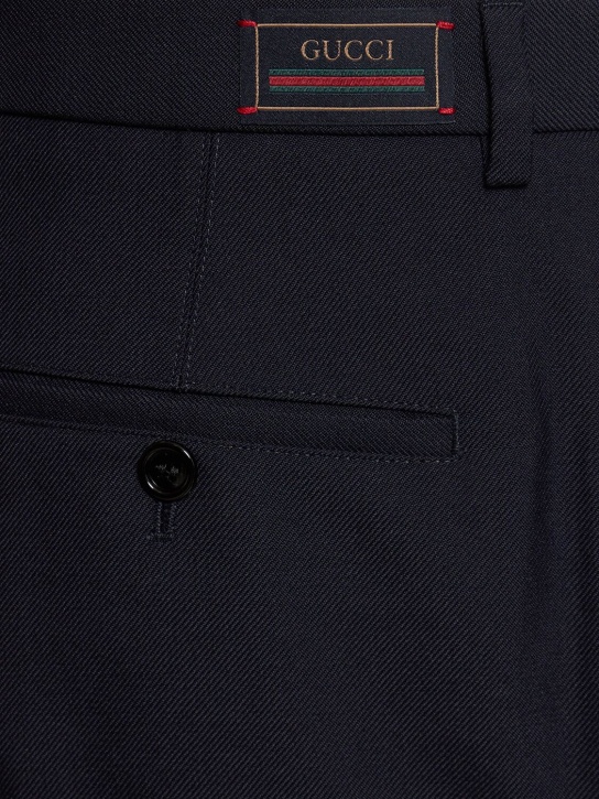 Gucci: Pantaloni chino in misto lana - Blu Navy - men_1 | Luisa Via Roma