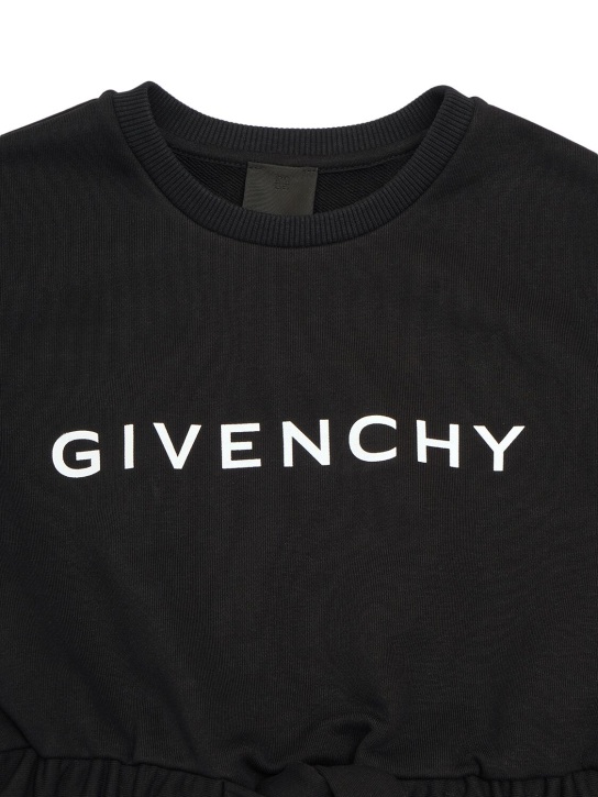 Givenchy: Vestito in misto cotone con logo - Nero - kids-girls_1 | Luisa Via Roma