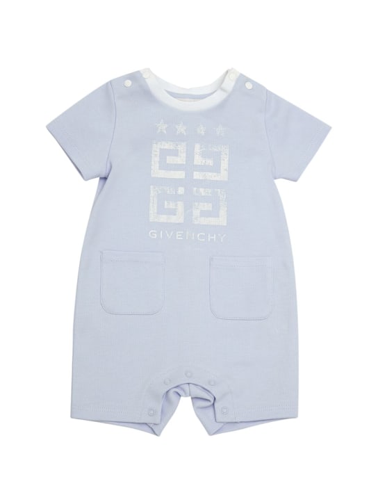 Givenchy: Pelele de algodón interlock - Azul Claro - kids-boys_0 | Luisa Via Roma