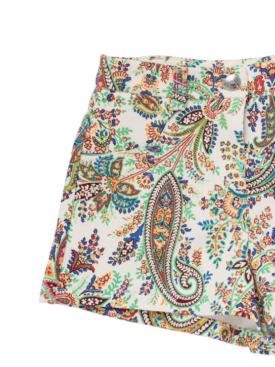 Etro: Shorts de algodón stretch estampados - Ivory/Multi - kids-girls_1 | Luisa Via Roma