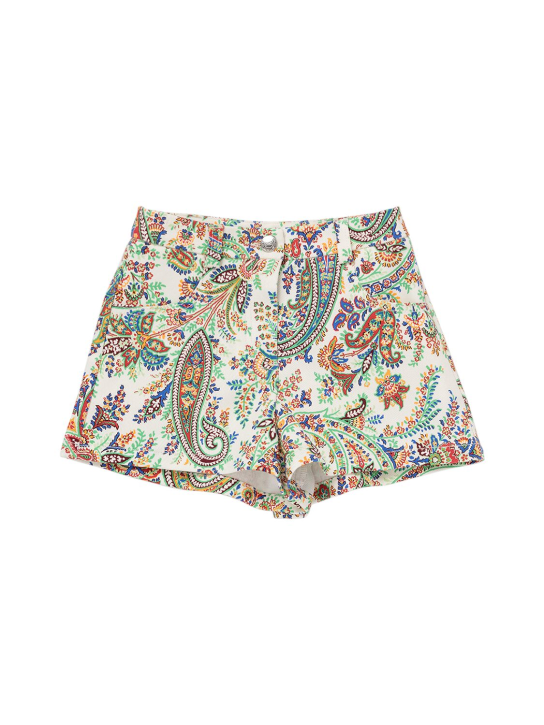 Etro: Shorts de algodón stretch estampados - Ivory/Multi - kids-girls_0 | Luisa Via Roma