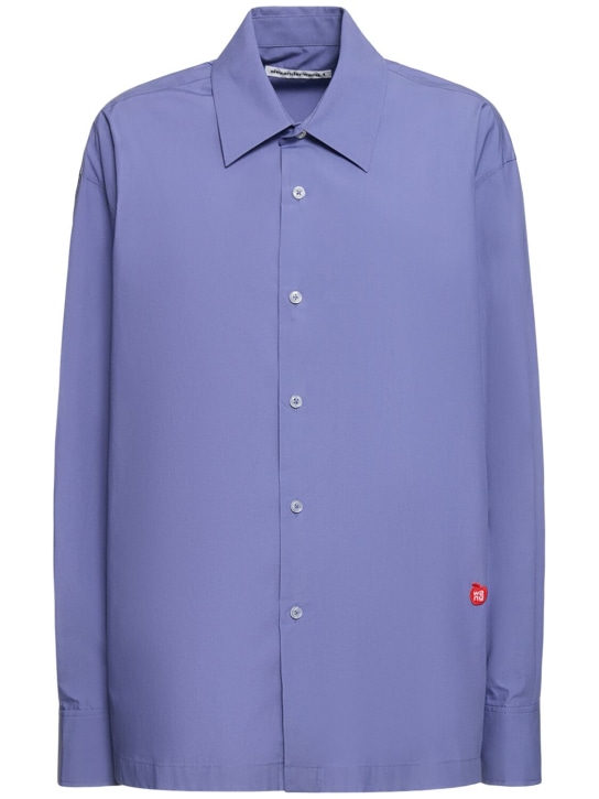 Alexander Wang: Button up cotton shirt w/ logo - Mor - women_0 | Luisa Via Roma
