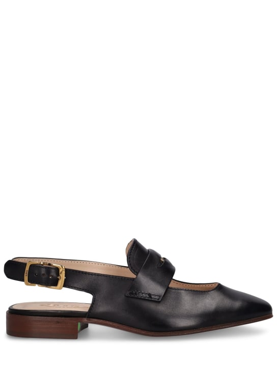 Tod's: 10mm Penny leather slingback shoes - Siyah - women_0 | Luisa Via Roma