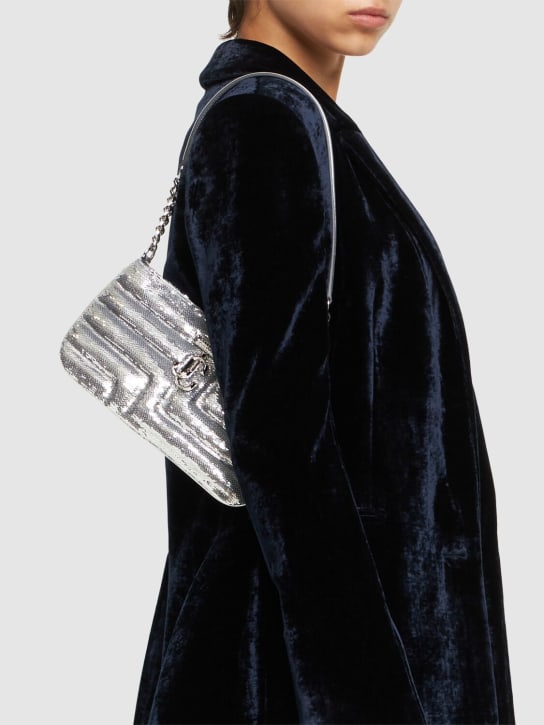 Jimmy Choo: Avenue sequined leather shoulder bag - Gümüş - women_1 | Luisa Via Roma