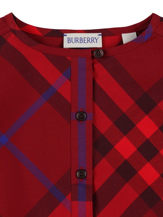 Burberry: Camisa de algodón a cuadros - Rojo - kids-girls_1 | Luisa Via Roma