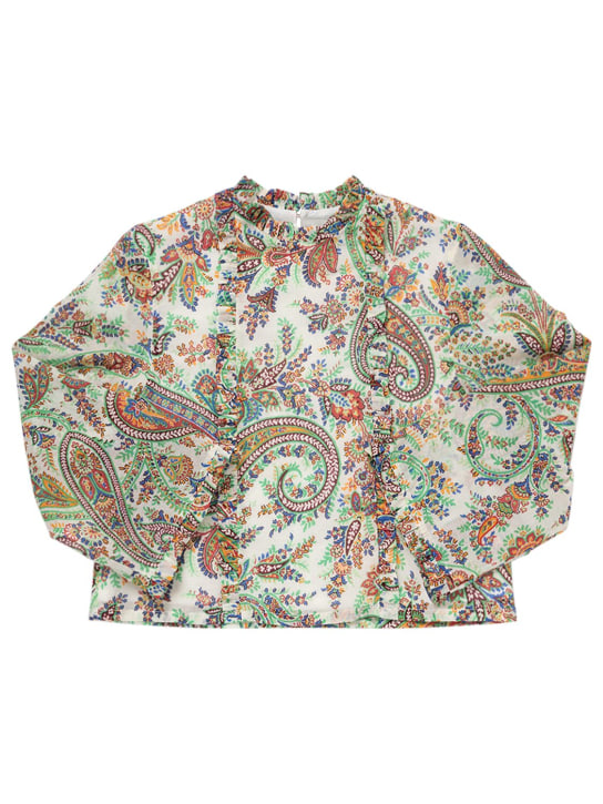 Etro: Camisa de de muselina de algodón estampada - Marfil/Multi - kids-girls_0 | Luisa Via Roma