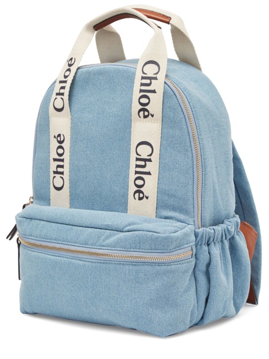 Chloé: Denim logo backpack - kids-girls_1 | Luisa Via Roma