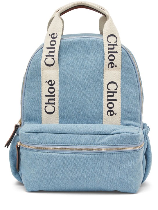 Chloé: Denim logo backpack - kids-girls_0 | Luisa Via Roma