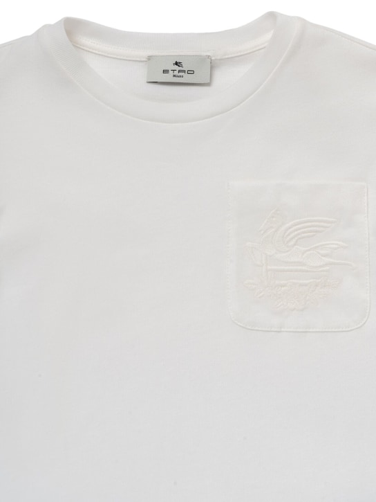 Etro: Cotton jersey t-shirt w/embroidered logo - Ivory - kids-girls_1 | Luisa Via Roma