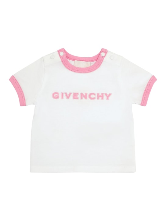 Givenchy: コットンジャージーTシャツ＆ショートパンツ - ホワイト/ピンク - kids-girls_1 | Luisa Via Roma