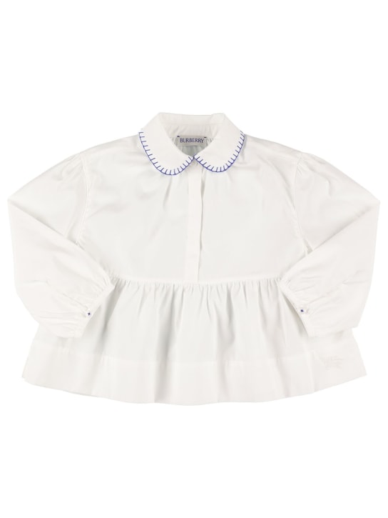 Burberry: Cotton poplin shirt - White - kids-girls_0 | Luisa Via Roma