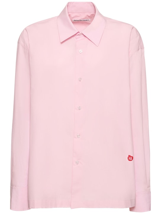 Alexander Wang: Button up cotton shirt w/ logo - Açık Pembe - women_0 | Luisa Via Roma
