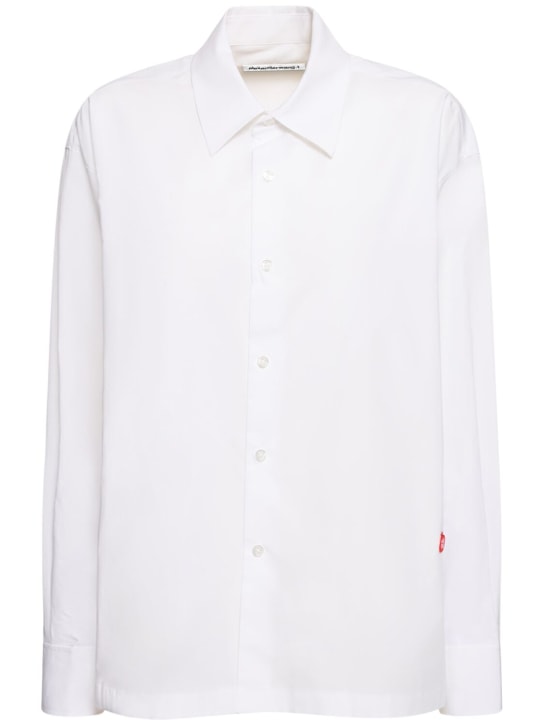 Alexander Wang: Chemise boutonnée en coton à logo - Blanc - women_0 | Luisa Via Roma