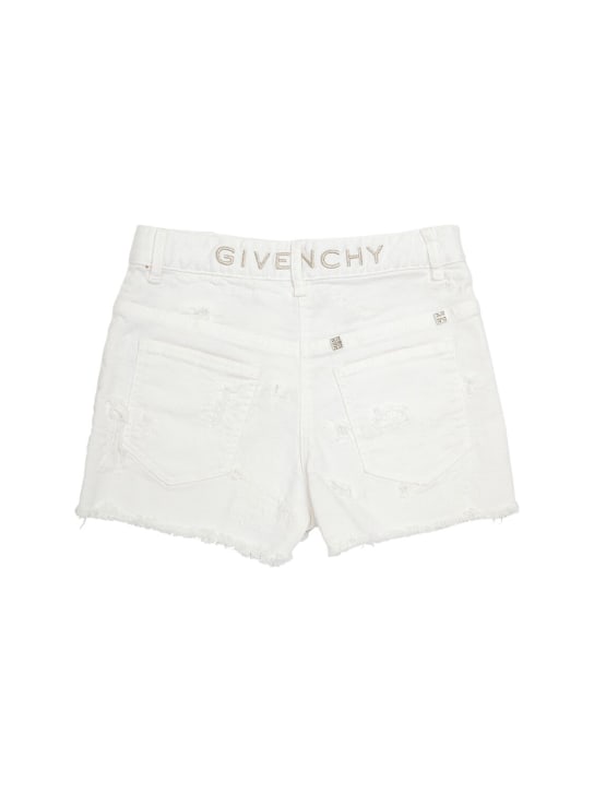 Givenchy: Short en sergé de coton mélangé - Blanc - kids-girls_1 | Luisa Via Roma