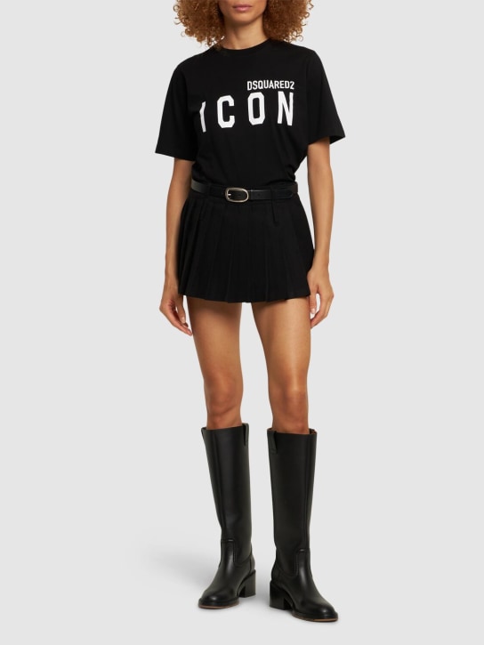 Dsquared2: Icon logo print cotton jersey t-shirt - Black - women_1 | Luisa Via Roma