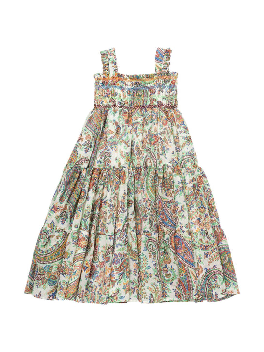 Etro: Kleid aus Baumwollmusselin mit Druck - Elfenbein/Bunt - kids-girls_0 | Luisa Via Roma