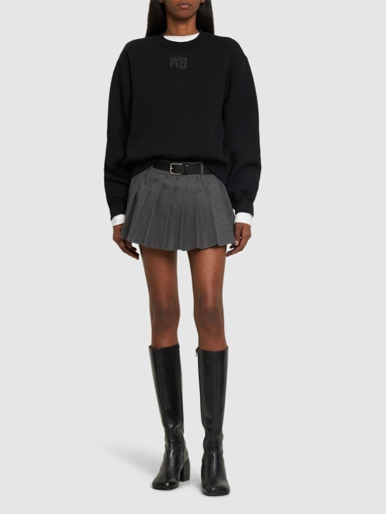 Alexander Wang: Essential logo cotton jersey sweatshirt - Black - women_1 | Luisa Via Roma