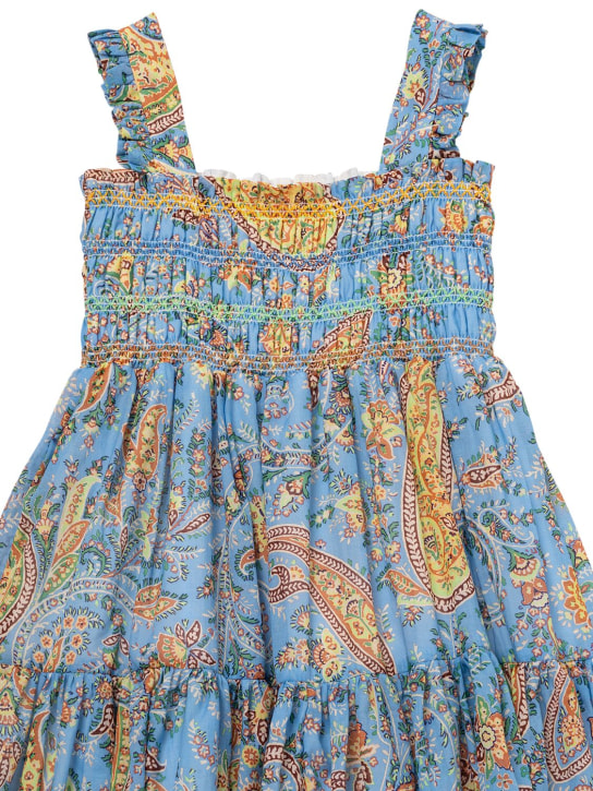 Etro: 印花棉质细布连衣裙 - 蓝色/多色 - kids-girls_1 | Luisa Via Roma
