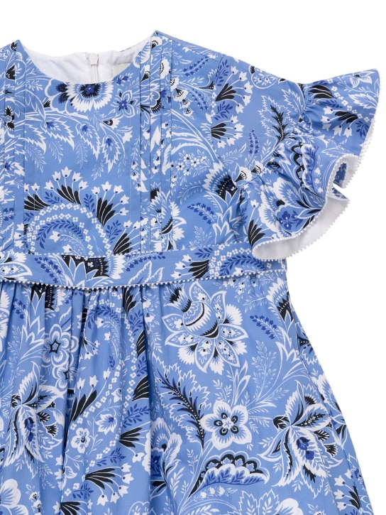 Etro: Kleid aus Baumwollpopeline mit Druck - Blau/Elfenbein - kids-girls_1 | Luisa Via Roma