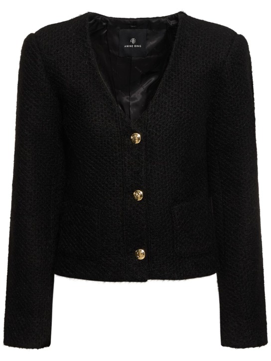 ANINE BING: Anitta woven jacket - Black - women_0 | Luisa Via Roma