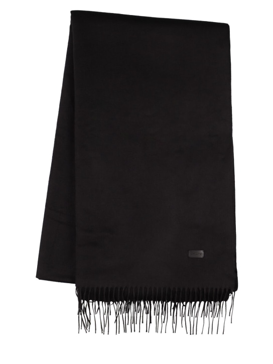 Saint Laurent: Silk & cashmere jacquard large scarf - Black - women_0 | Luisa Via Roma