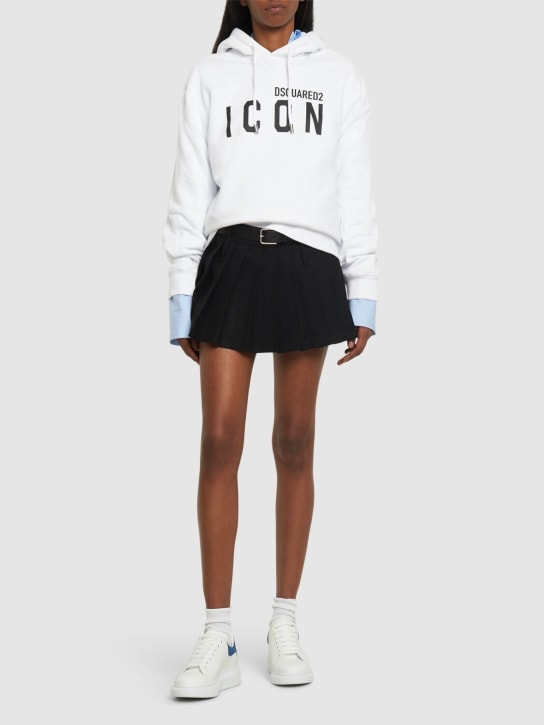 Dsquared2: Icon logo print cotton jersey hoodie - White - women_1 | Luisa Via Roma