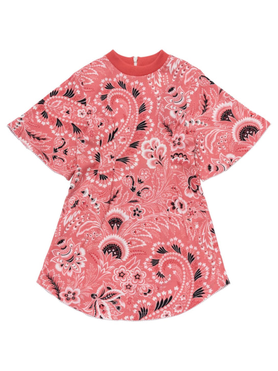 Etro: Printed cotton jersey dress - Fuchsia/Ivory - kids-girls_0 | Luisa Via Roma