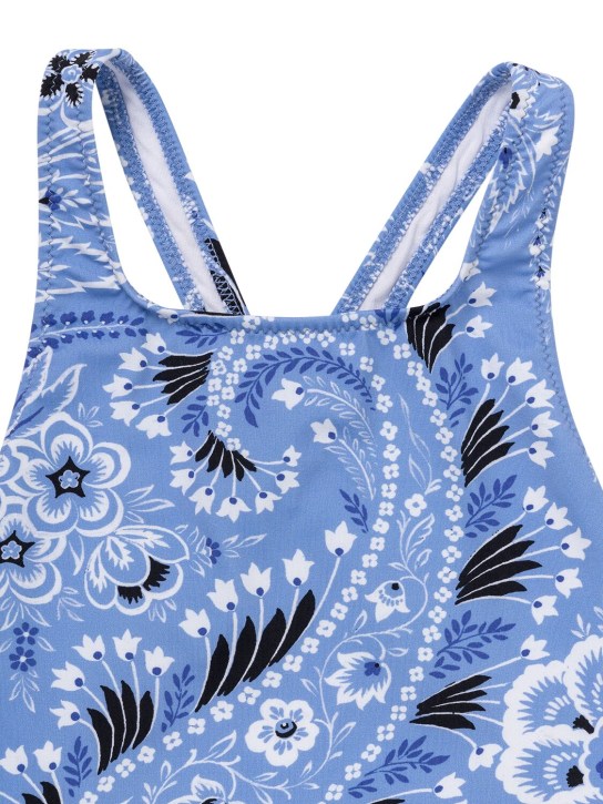 Etro: Printed lycra bodysuit - Blue/Ivory - kids-girls_1 | Luisa Via Roma