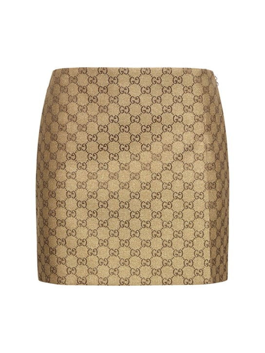 Gucci: GG glitter canvas mini skirt - Gold - women_0 | Luisa Via Roma