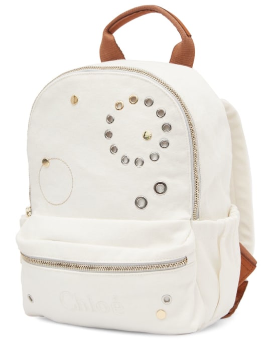 Chloé: Cotton jersey backpack - Beige - kids-girls_1 | Luisa Via Roma