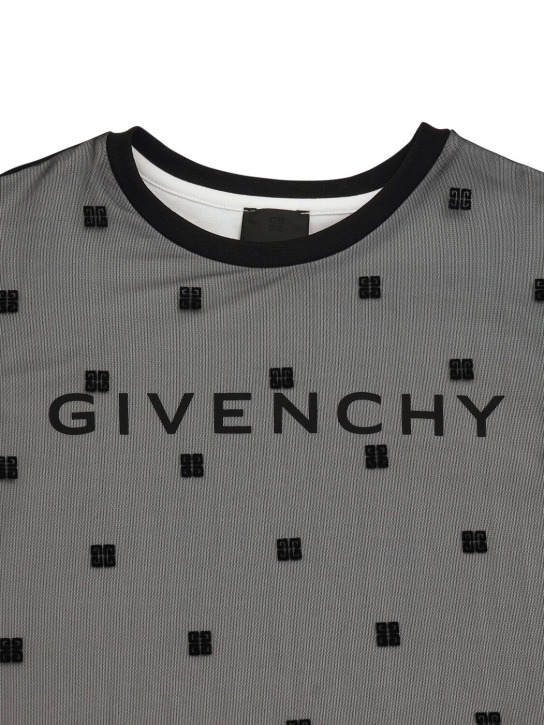 Givenchy: Vestito in mesh con logo - Nero - kids-girls_1 | Luisa Via Roma