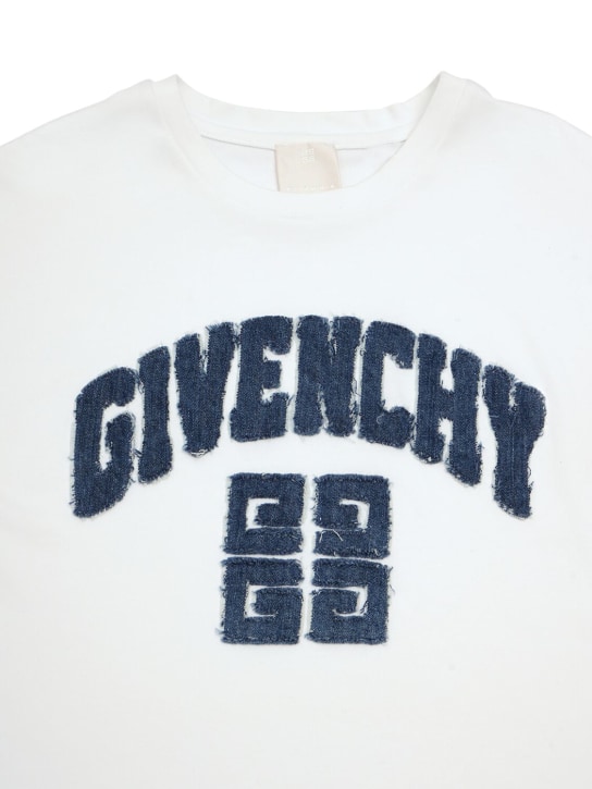 Givenchy: Kleid aus Baumwollinterlock mit Logo - Weiß - kids-girls_1 | Luisa Via Roma