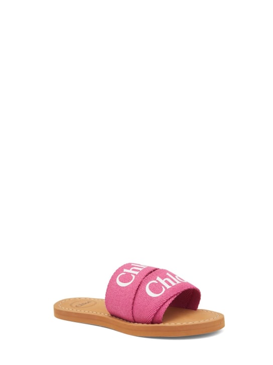 Chloé: Cotton jersey slide sandals - Purple - kids-girls_1 | Luisa Via Roma