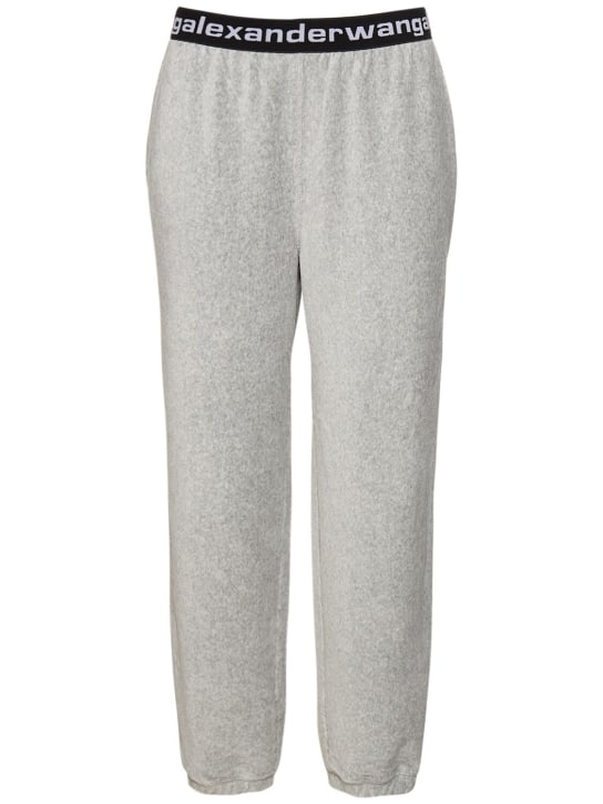 Alexander Wang: Stretch corduroy sweatpants w/ logo - Grey - women_0 | Luisa Via Roma