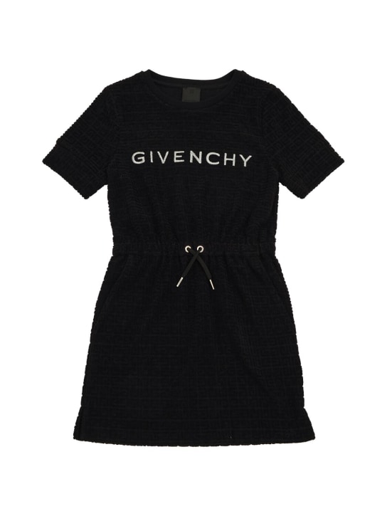 Givenchy: 코튼 테리 자카드 드레스 - 블랙 - kids-girls_0 | Luisa Via Roma