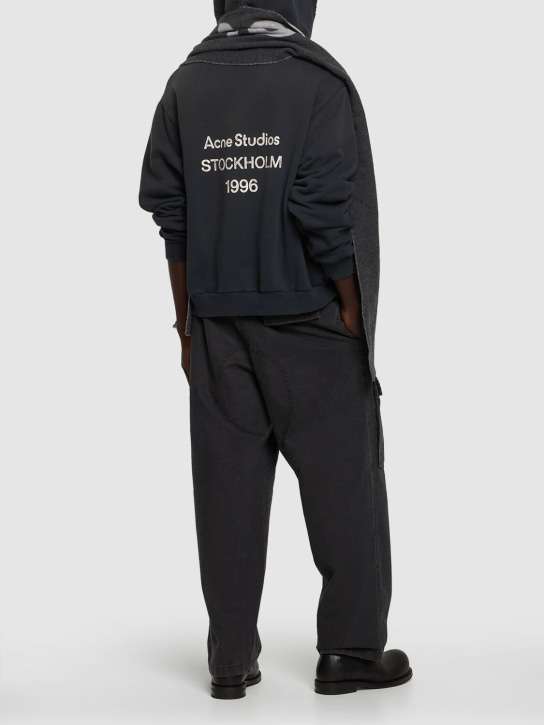 Acne Studios: Franziska cotton logo sweatshirt - Black - men_1 | Luisa Via Roma