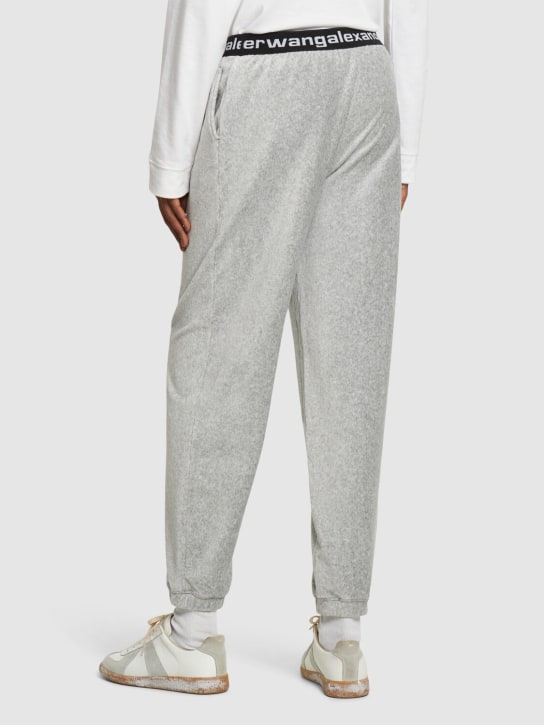 Alexander Wang: Stretch corduroy sweatpants w/ logo - Grey - women_2 | Luisa Via Roma