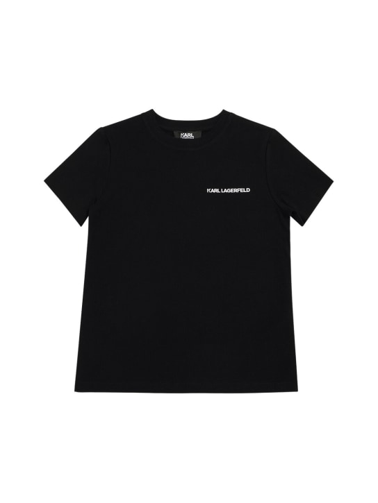 Karl Lagerfeld: T-Shirt aus Baumwolljersey - Schwarz - kids-boys_0 | Luisa Via Roma
